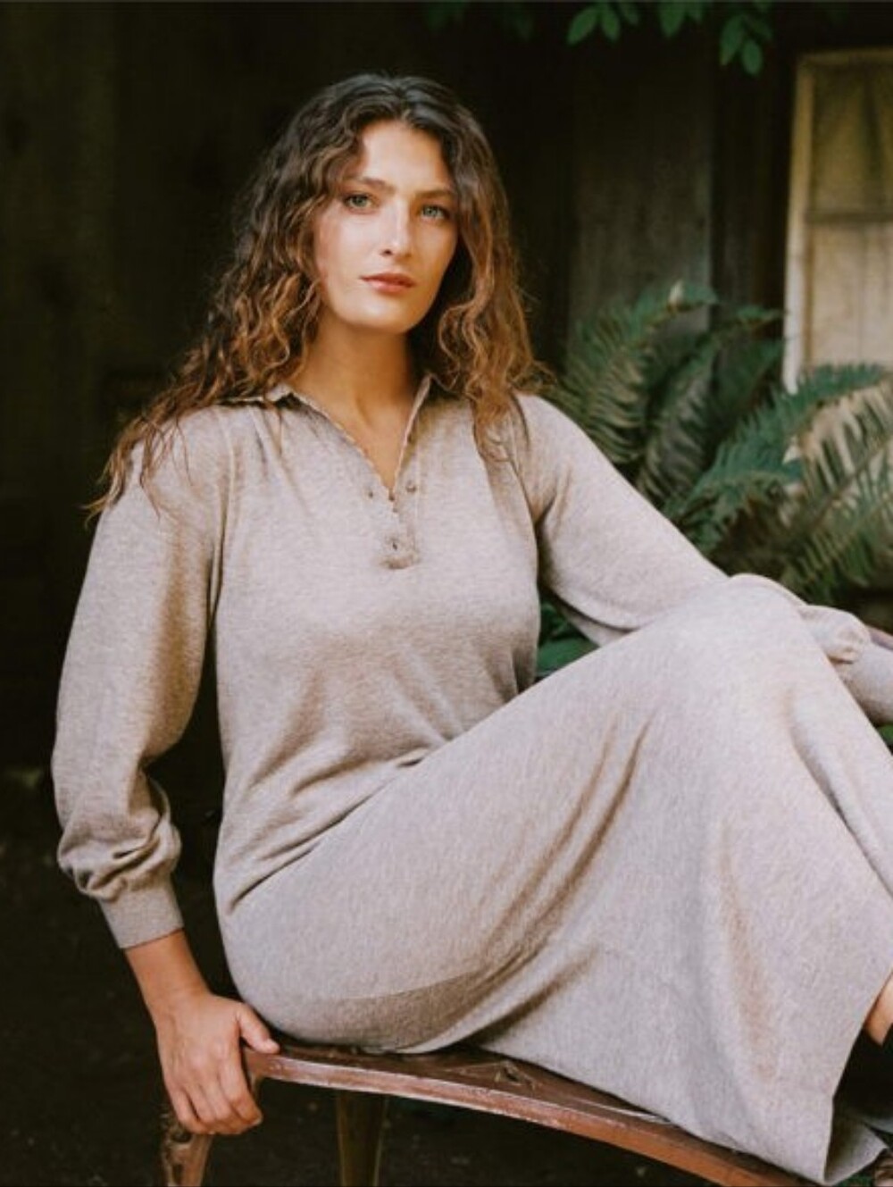 Christy Dawn the Sofia sweater dress, large organic cotton alpaca in cacao
